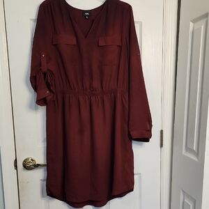 Mossimo Supply Co. Burgundy Long Sleeve Dress
